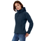 Куртка женская Hooded Softshell темно-синяя, размер S