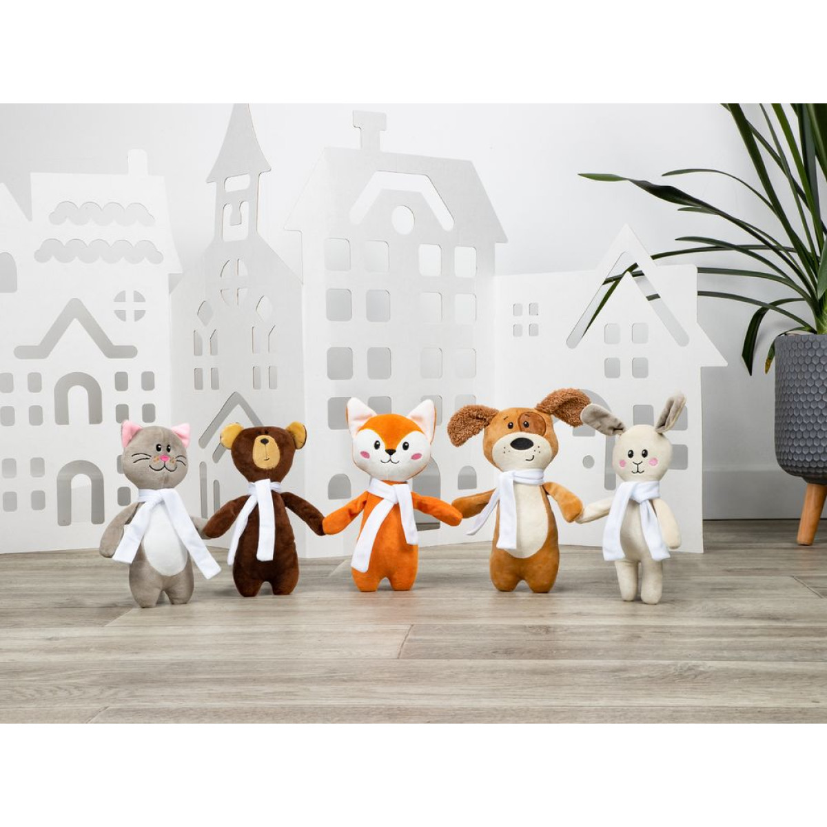 Мягкая игрушка Beastie Toys, мишка с белым шарфом