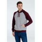 Толстовка унисекс Seattle серый меланж/бордовый, размер M