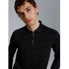 Рубашка поло мужская с длинным рукавом Terrazzo, черная, размер L/XL