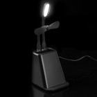 Настольный органайзер с зарядкой, лампой, вентилятором и подсветкой логотипа powerTower, черный