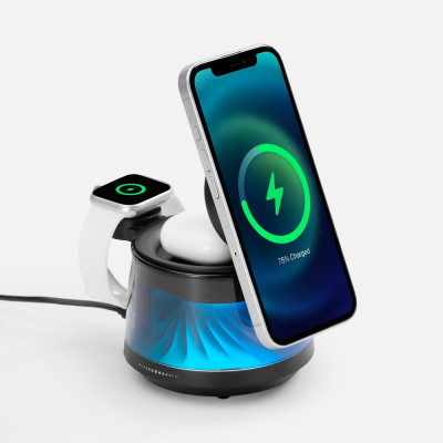 Bluetooth-колонка с подсветкой и беспроводной зарядкой Quantum Bluetooth-колонка с подсветкой и беспроводной зарядкой Quantum