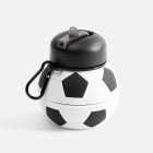 Складная бутылка для воды Football Flex, белая с черным